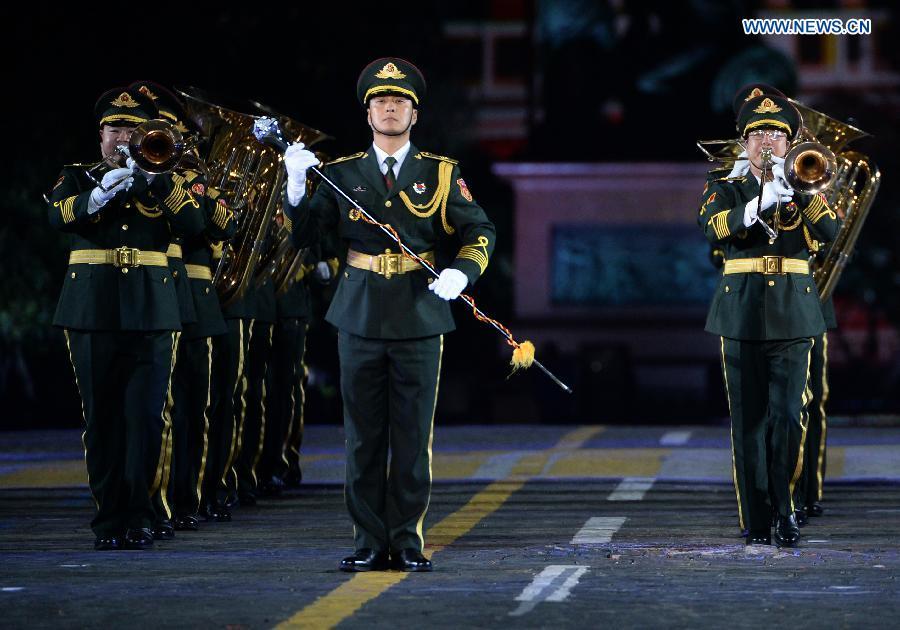 PLA military band attend rehearsal of Kremlin Military Tattoo in Russia(1/3)