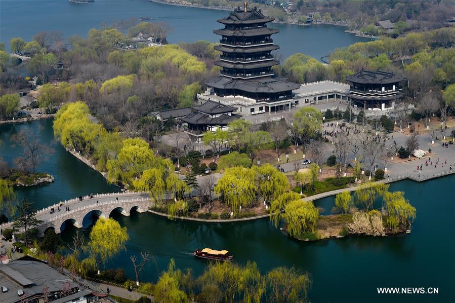 Spring scenery of Daming Lake in Jinan(2/4)