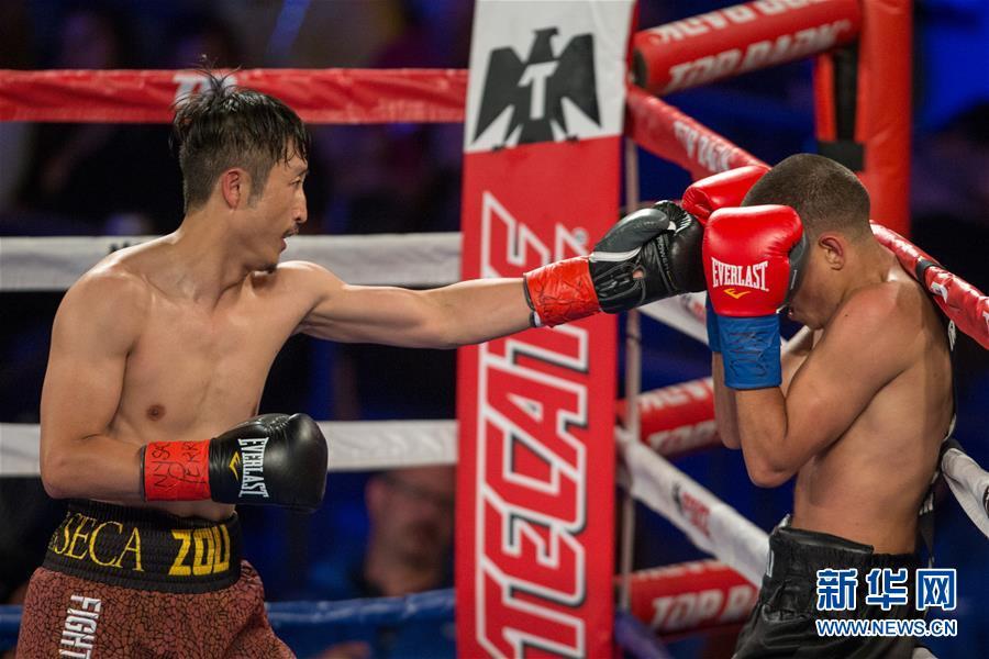 Zou Shiming wins Jozef Ajtai during WBO flyweight title boxing match(1/8)