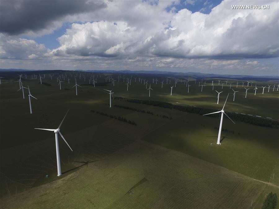 Aerial photos of wind power station in Hebei(1/4)
