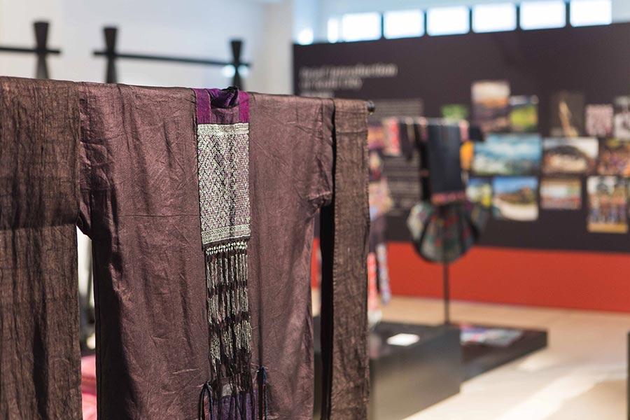 Miao embroidery, originating from the remote mountains of Southwest China, is on display to showcase beauty of traditional Chinese culture during New York Fashion Week.  (Photo provided to China Daily)