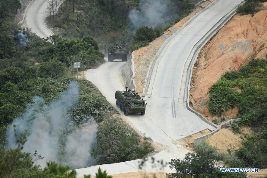 Hong Kong Garrison of PLA holds military drill(1/9)