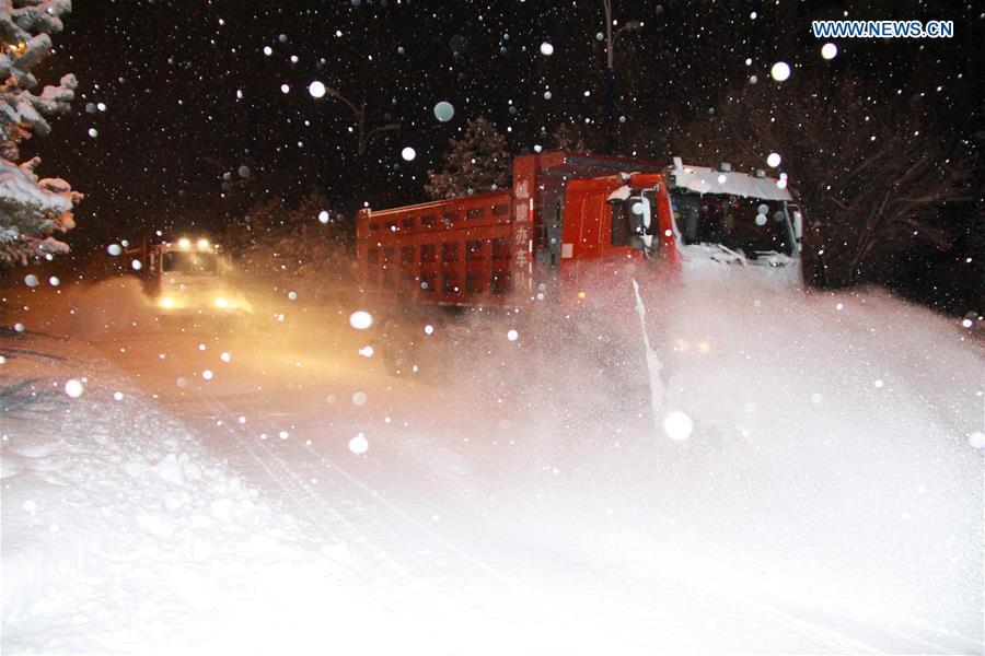 Snowfall hits Altay, NW China's Xinjiang(1/2)