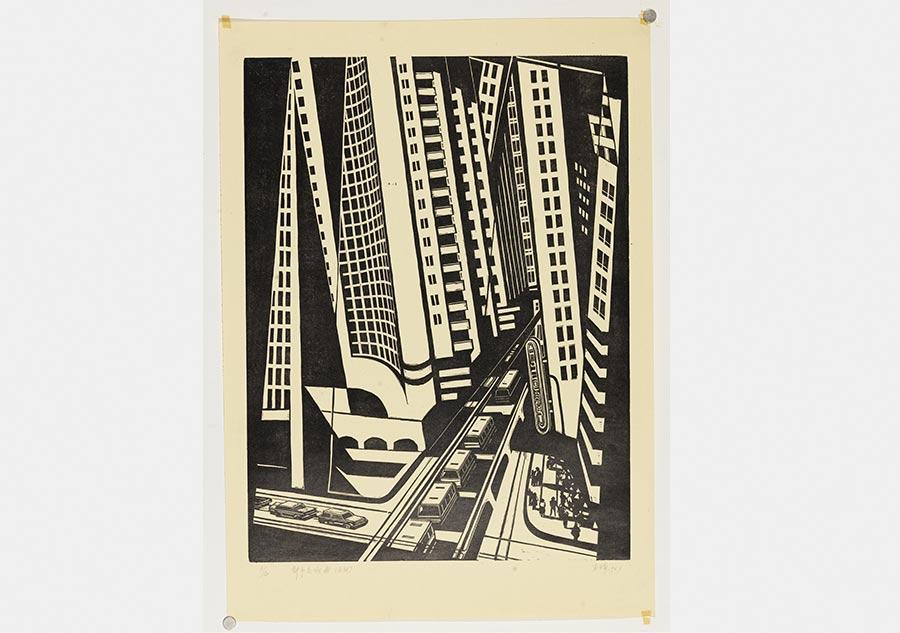 An artwork by lithographer Wang Qi. (Photo provided to China Daily)