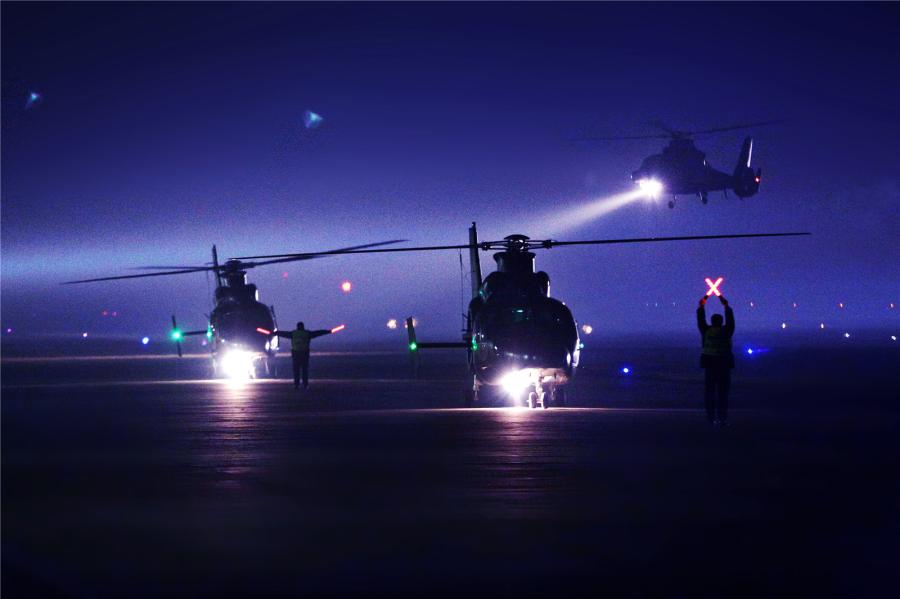 Helicopters flying at night 2020