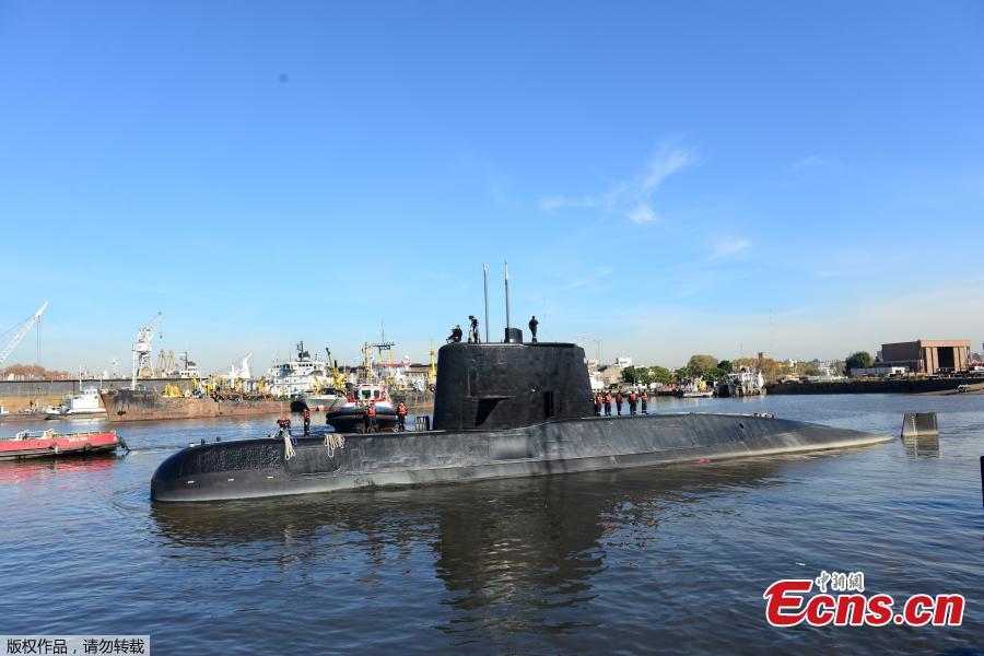 File photo taken on June 2, 2014 shows the Argentine submarine ARA San Juan. An Argentinean submarine has lost contact in the South Atlantic with 44 crew on board, military authorities said on Nov. 17, 2017. The ARA San Juan was carrying out a surveillance mission in Argentina's exclusive economic zone near Puerto Madryn, around 1,400 km south of Buenos Aires.  (Photo/Agencies)