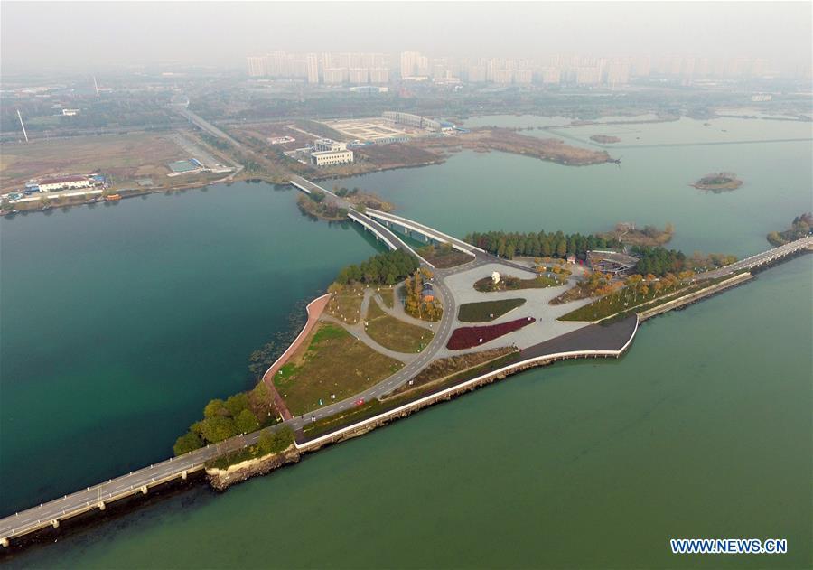 Photo taken on Dec. 7, 2017 shows the Gonghuwan wetland park in Wuxi, a city of Taihu Lake basin in east China\'s Jiangsu Province. China has made strides in rolling out a \