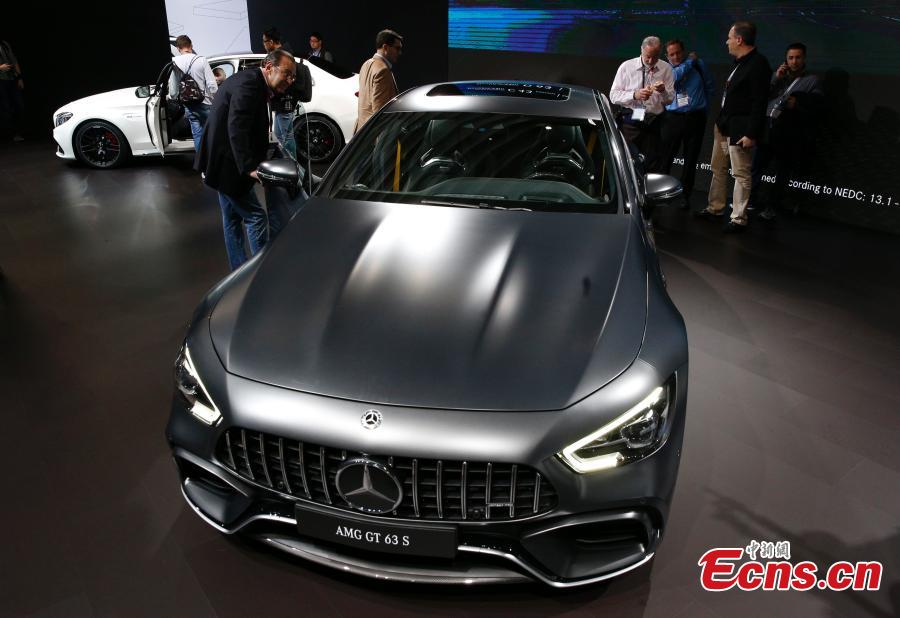 The Mercedes-AMG GT 63S is presented at the New York Auto Show in the Manhattan borough of New York City, New York, U.S., March 28, 2018. (Photo/Agencies)
