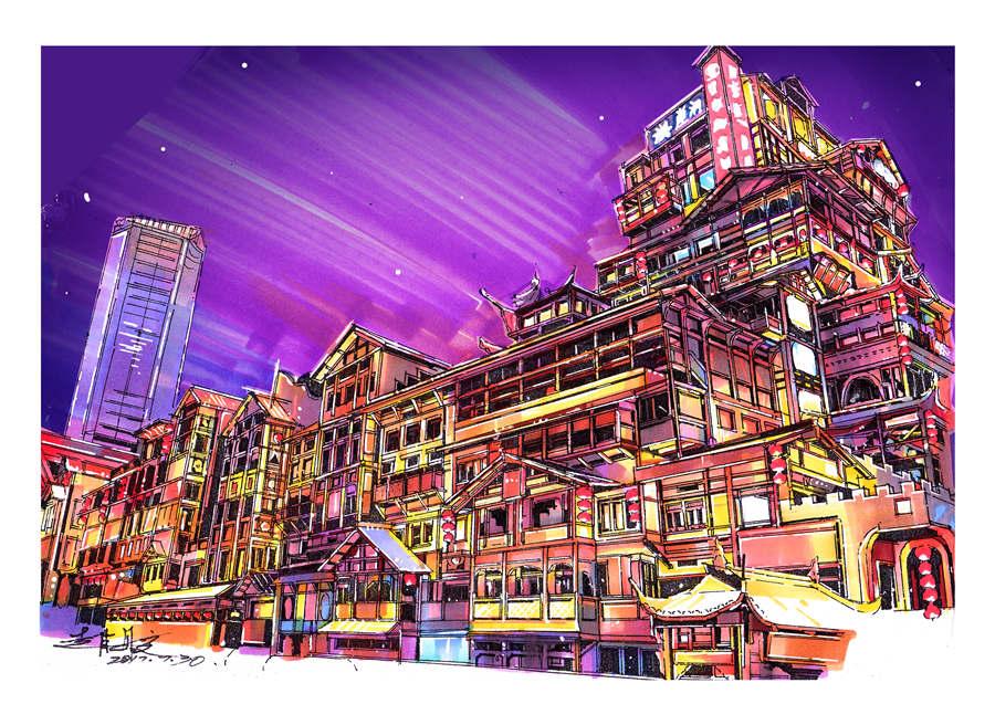 A picture drawn by Zhao Hang. (Photo provided to chinadaily.com.cn)