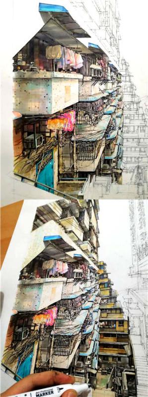 A picture drawn by Zhao Hang. (Photo provided to chinadaily.com.cn)