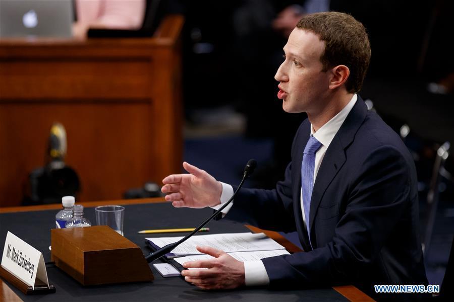 Facebook CEO Mark Zuckerberg testifies at a joint hearing of the Senate Judiciary and Commerce committees on Capitol Hill in Washington D.C., United States, on April 10, 2018. Facebook CEO Mark Zuckerberg told Congress in written testimony on Monday that he is \