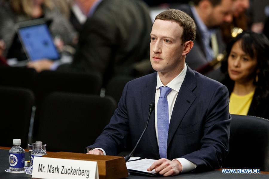 Facebook CEO Mark Zuckerberg testifies at a joint hearing of the Senate Judiciary and Commerce committees on Capitol Hill in Washington D.C., United States, on April 10, 2018. Facebook CEO Mark Zuckerberg told Congress in written testimony on Monday that he is \