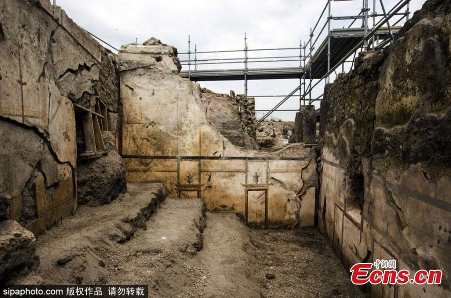 A view of excavation at the UNESCO World Heritage site in Pompeii, Italy. Archeologists have recently found a well-preserved building named ‘House of the Dolphins’ at the ruins. (Photo/SipaPhoto)