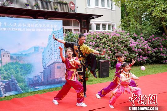 Fans practice Kong fu on the opening day in Hamburg, May 16, 2018. (Photo/China News Service) 

People-to-people exchanges 

The China-Germany high-level people-to-people exchange dialogue mechanism was officially launched in May 2017. The mechanism is to deepen cooperation in education, science, technology, culture, youth, political parties, think tanks, media, and promote personnel exchanges between both countries and cooperation in tourism.

Culture


Performers from Hubei province dance at the opening ceremony of the 2018 Germany-China Hubei Cultural Festival in Berlin, on April 13, 2018. [Photo/VCG]
The two countries signed the Agreement on Cultural Exchange in 1979. Since then, frequent activities have been conducted in cultural contacts, artistic expositions and commercial performances.

For example, the Chinese Culture Center opened in Berlin in 2008 providing a window for exchanges and mutual understanding; Activities were held in more than 40 cities in Germany during the 2012-2013 Chinese Culture Year; China and Germany held many activities for the Language Year in 2013; and the year 2016 was called the China-German Youth Exchange Year.

In February this year, two books from China, The Art of Gardening and the Tea Canon, were named “The Most Beautiful Books in the World 2018” by the Stiftung Buchkunst at Leipzig, Germany.
This is the third consecutive year that China has two winning entries in the competition.