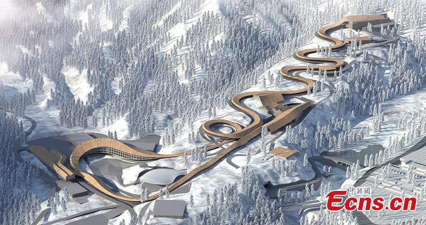 An artist rendering of the National Sliding Centre, a venue for the Beijing 2022 Winter Olympics. Beijing released the construction plan for Winter Olympics venues and facilities on Thursday. (Photo provided to China News Service.)