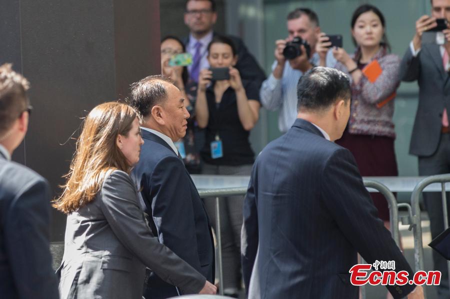 Kim Yong Chol, vice chairman of the ruling Workers\' Party of Korea (WPK) Central Committee, arrives at the U.N. headquarters in New York, U.S., May 30, 2018. As the highest-level DPRK official to visit the United States in 18 years, Kim will meet with U.S. Secretary of State Mike Pompeo this week. (Photo: China News Service/Liao Pan)