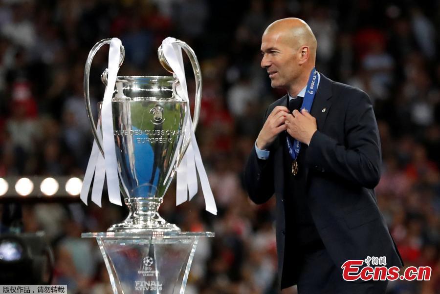 File photo of Real Madrid coach Zinedine Zidane. The 45-year-old former international announced to step down as Real Madrid coach on Thursday, saying that it was time for a change for himself and the club. \