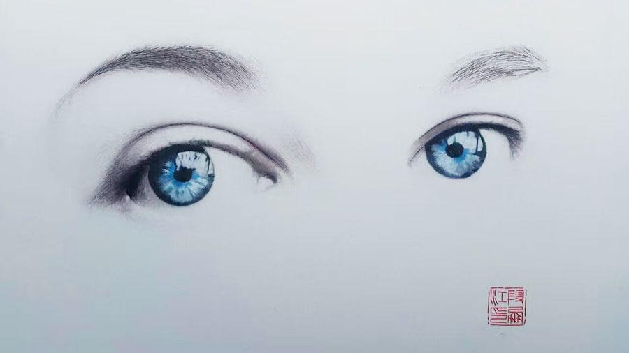 An embroidery piece by artist Duan Pengjiang. (Photo provided to China Daily)