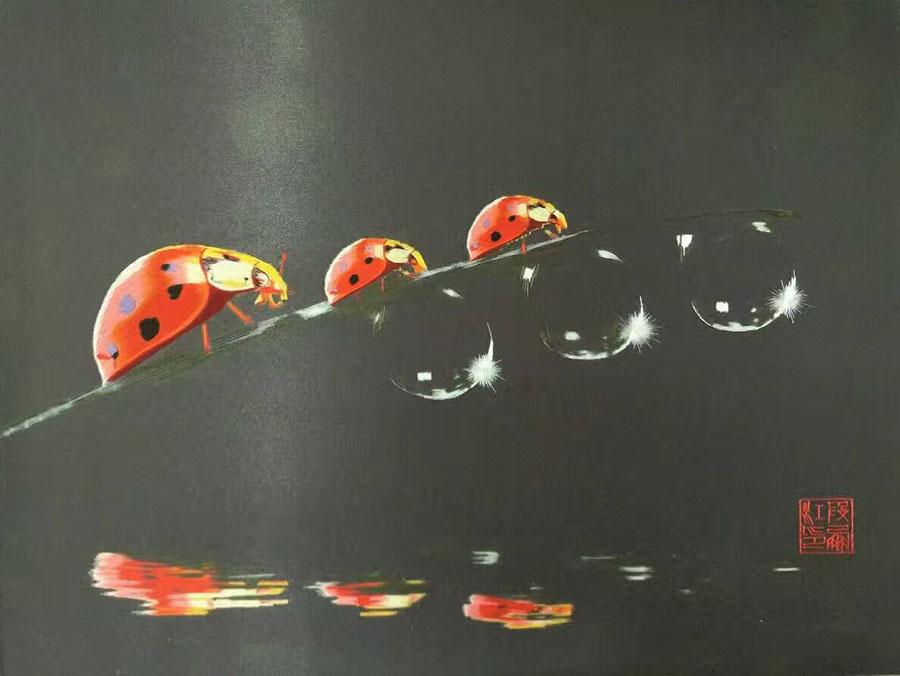 An embroidery piece by artist Duan Pengjiang. (Photo provided to China Daily)