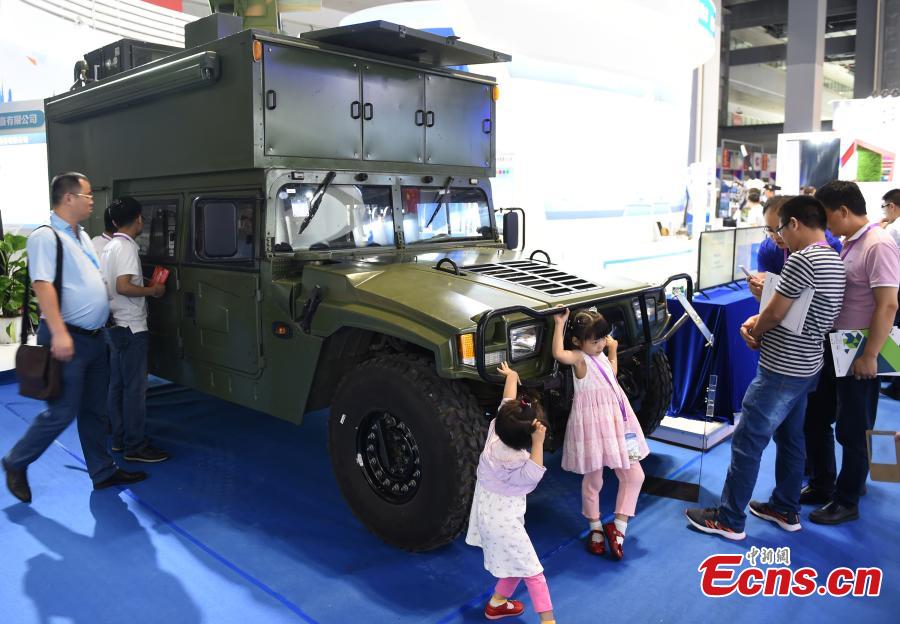 A vehicle on display at the 9th International Military and Civilian Dual-use Technology Exhibition in Chongqing, June 21, 2018. (Photo: China News Service/Zhou Yi)