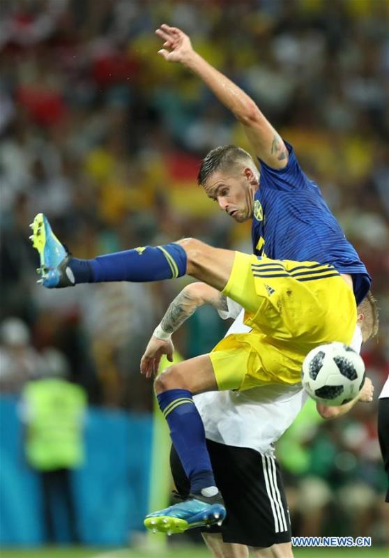 <?php echo strip_tags(addslashes(Mikael Lustig of Sweden competes during the 2018 FIFA World Cup Group F match between Germany and Sweden in Sochi, Russia, June 23, 2018. (Xinhua/Fei Maohua))) ?>