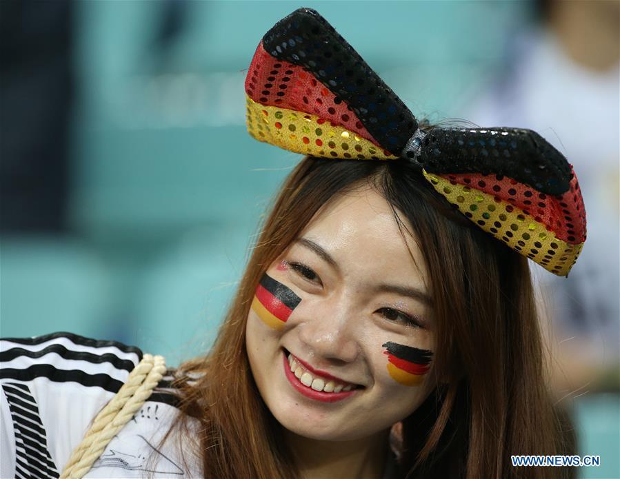 <?php echo strip_tags(addslashes(A fan of Germany is seen prior to the 2018 FIFA World Cup Group F match between Germany and Sweden in Sochi, Russia, June 23, 2018. (Xinhua/Li Ming))) ?>