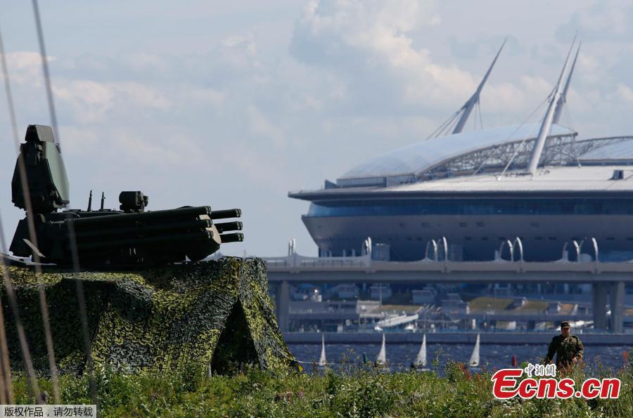 Russian Pantsir-S1 antiaircraft missile system is seen near Saint Petersburg Stadium to provide security, in Saint Petersburg, a host city for the soccer World Cup, Russia, June 27, 2018. (Photo/Agencies)