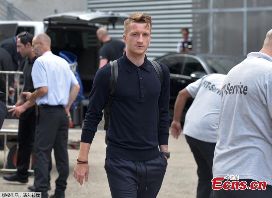 Germany\'s Marco Reus returns home from 2018 World Cup in Russia and arrives at Frankfurt Airport, Frankfurt, Germany, June 28, 2018. (Photo/Agencies)