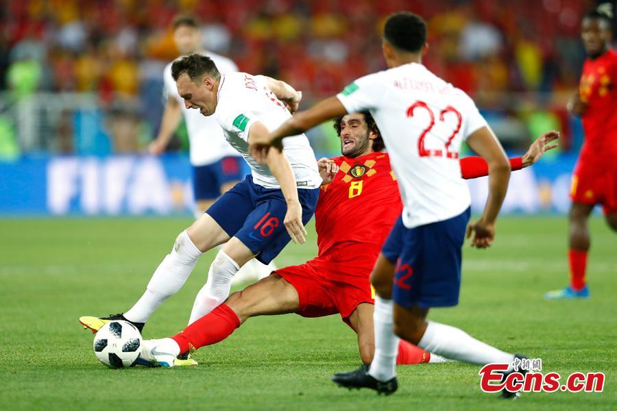 <?php echo strip_tags(addslashes(The World Cup match between England and Belgium in Kaliningrad Stadium, Kaliningrad, Russia, June 28, 2018. Belgium remained unbeaten in Russia World Cup as they defeated England and will face Japan in the knockout stage. Belgium's Adnan Januzaj scored the only goal. (Photo: China News Service/Fu Tian))) ?>