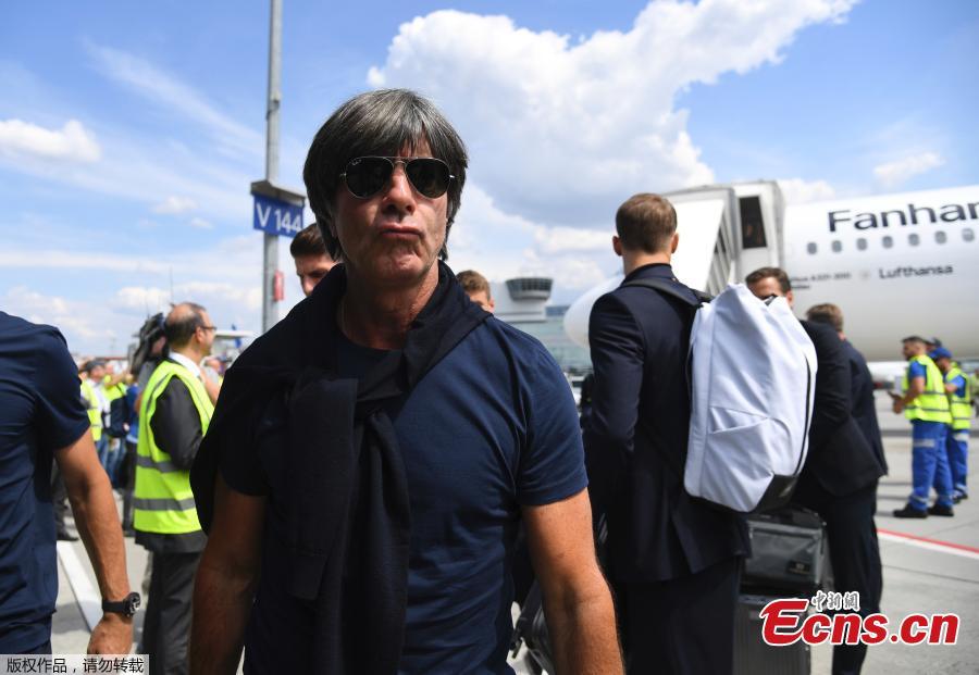 Germany coach Joachim Low returns home from 2018 World Cup in Russia and arrives at Frankfurt Airport, Frankfurt, Germany, June 28, 2018. (Photo/Agencies)