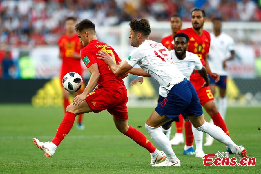 <?php echo strip_tags(addslashes(The World Cup match between England and Belgium is held in Kaliningrad Stadium, Kaliningrad, Russia, June 28, 2018. Belgium remained unbeaten in Russia World Cup as they defeated England and will face Japan in the knockout stage. Belgium's Adnan Januzaj scored the only goal. (Photo: China News Service/Fu Tian))) ?>
