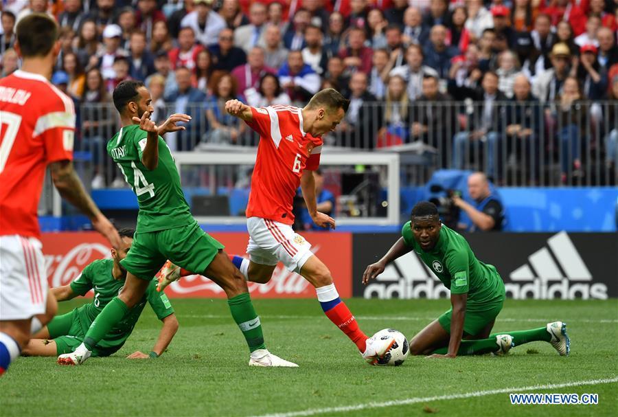 Russia\'s Denis Cheryshev (2nd R) scores his goal against Saudi Arabia during the opening match of the 2018 FIFA World Cup in Moscow, Russia, on June 14, 2018. (Xinhua/Liu Dawei)

A look at the highlights and lowlights of the World Cup group stage in Russia.

Biggest impact

Russia winger Denis Cheryshev started the first match against Saudi Arabia on the bench but was introduced in the 24th minute after an injury to Alan Dzagoev. He made his presence felt almost immediately and struck two superbly taken goals as the hosts romped to a 5-0 victory in Moscow. The Villarreal player scored again in Russia\'s 3-1 win over Egypt.