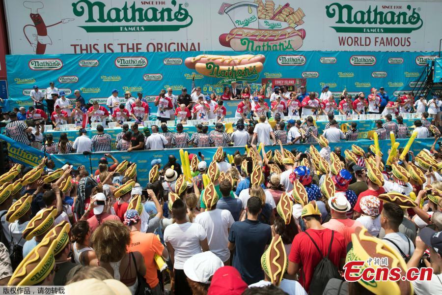 The annual Nathan\'s Hot Dog Eating Contest in Brooklyn, New York City, U.S., July 4, 2018. (Photo/Agencies)