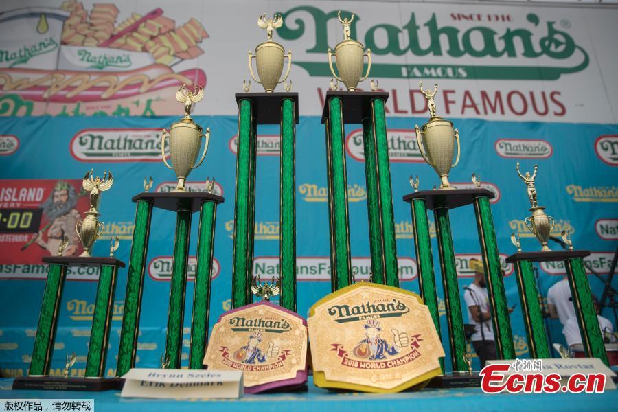 The annual Nathan\'s Hot Dog Eating Contest in Brooklyn, New York City, U.S., July 4, 2018. (Photo/Agencies)