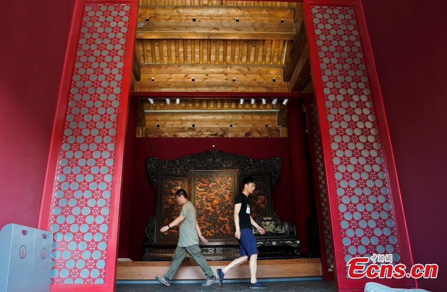 <?php echo strip_tags(addslashes(Photo taken on July 6, 2018 shows preparations underway to open the Nanxun Hall area in Nandaku, or the southern grand warehouse, at the Palace Museum, Beijing. The area will be used as a gallery to display imperial furniture in the Kangxi, Qianlong and Yongzheng periods of the Qing Dynasty (1644-1911) in the first stage, and then furniture from the Ming Dynasty (1368-1644) later, eventually bringing the total number of exhibits to 2,000. (Photo: China News Service/Du Yang))) ?>