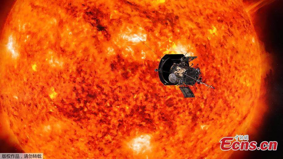 Photo shows an artist\'s conception of the Parker Solar Probe, the first spacecraft of America\'s National Aeronautics and Space Administration (NASA) that is expected to fly to the sun. On June 27, 2018, a heat shield, the Thermal Protection System was installed on the probe, as it is designed to protect the probe during its travel through the sun\'s corona to reach as close as 4 million miles from the sun\'s surface. NASA is reportedly planning to launch the probe in August, 2018. (Photo/Agencies)