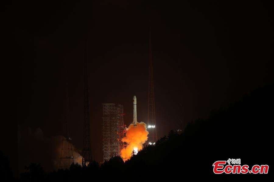 A Long March-3A rocket carrying a new Beidou navigation satellite is launched from the Xichang Satellite Launch Center, Sichuan Province, at 4:58 a.m., July 10, 2018. The satellite is the 32nd of the Beidou navigation system, and one of the Beidou-2 family. (Photo: China News Service/Liang Keyan)
