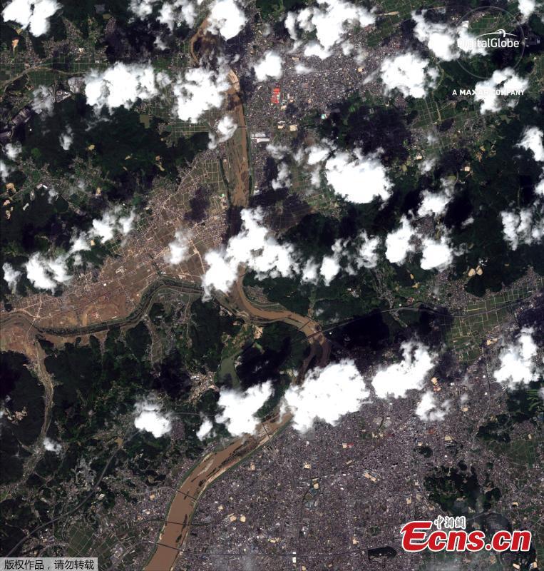 A satellite image captured on July 10, 2018 shows northern Kurashiki, Japan. (Photo/Agencies)