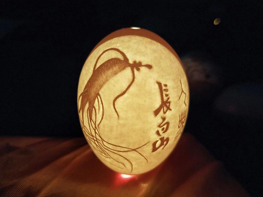 <?php echo strip_tags(addslashes(An egg carving made by Tai Xinchu, a villager from Mingyue town of Antu county in Northeast China's Jilin Province. (Photo by Yao Daojun/for chinadaily.com.cn))) ?>