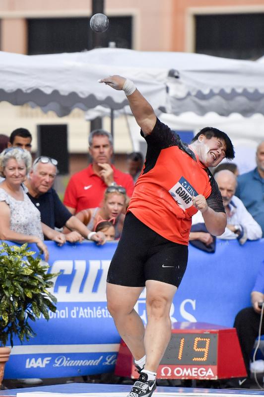 <?php echo strip_tags(addslashes(Gong Lijiao in action during the IAAF Diamond League Monaco meeting on July 19, 2018. (Photo/Xinhua))) ?>