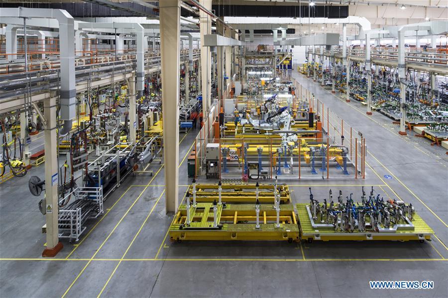 <?php echo strip_tags(addslashes(Photo taken on May 8, 2018 shows a weld plant at a research and development center of Geely Auto in east China's Zhejiang Province. This year marks the 40th anniversary of China's reform and opening-up policy. (Xinhua))) ?>