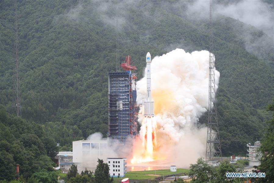 China sends twin satellites into space via the Long March-3B carrier rocket from Xichang Satellite Launch Center in Xichang, southwest China\'s Sichuan Province, July 29, 2018. The twin satellites are the 33rd and 34th of the BeiDou navigation system. (Xinhua/Liang Keyan)