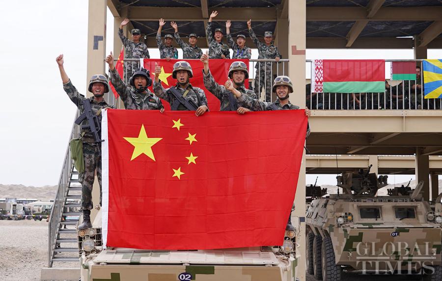 The Chinese Air defense force detachment has secured a leading position over its competitors from Belarus, Egypt, Pakistan,Russia, Uzbekistan and Venezuela in the “clear sky for air defense missile operators” segment of the International Army Games 2018 in Korla, Northwest China\'s Xinjiang Uyghur Autonomous Region on Tuesday. （Photos: Cui Meng/GT）