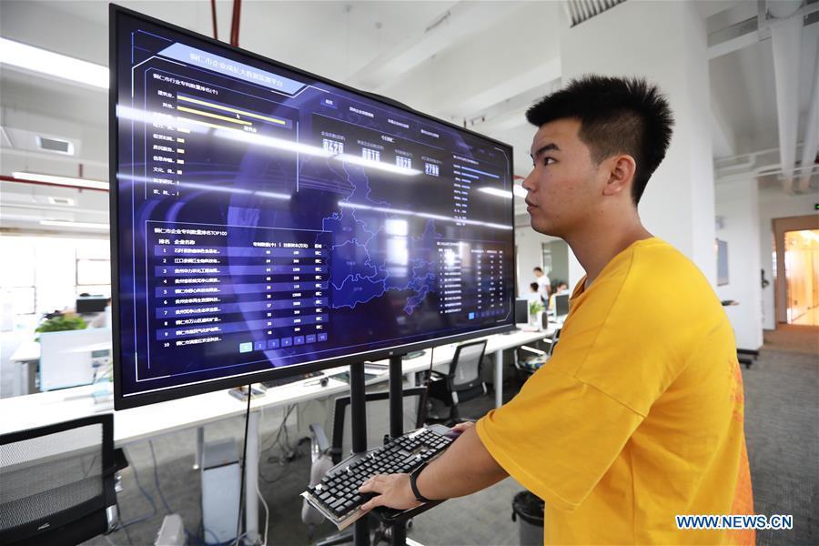 <?php echo strip_tags(addslashes(A staff member of BBD (Business Big Data) works in Guiyang, capital of southwest China's Guizhou Province, Aug. 2, 2018. BBD is a provider of big data solutions. Guizhou has become a pioneer in China's big data development. Big data is being widely applied in government management, business and daily life, contributing over 20 percent to the economic growth of Guizhou Province. The number of big data-related companies in Guizhou Province has grown from less than 1,000 in 2013 to more than 8,500 in 2018.(Xinhua/Liu Xu))) ?>