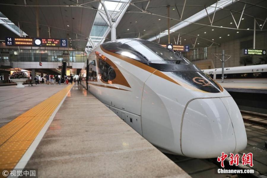 <?php echo strip_tags(addslashes(The Fuxing train starts running along the Beijing-Tianjin intercity high-speed railway at 350 kilometers per hour, up from 300 km/h, on Aug. 8, 2018. The Beijing-Tianjin intercity high-speed railway, one of China's calling cards, opened in August 2008. In 10 years, it has carried 250 million passengers. (Photo/VCG))) ?>