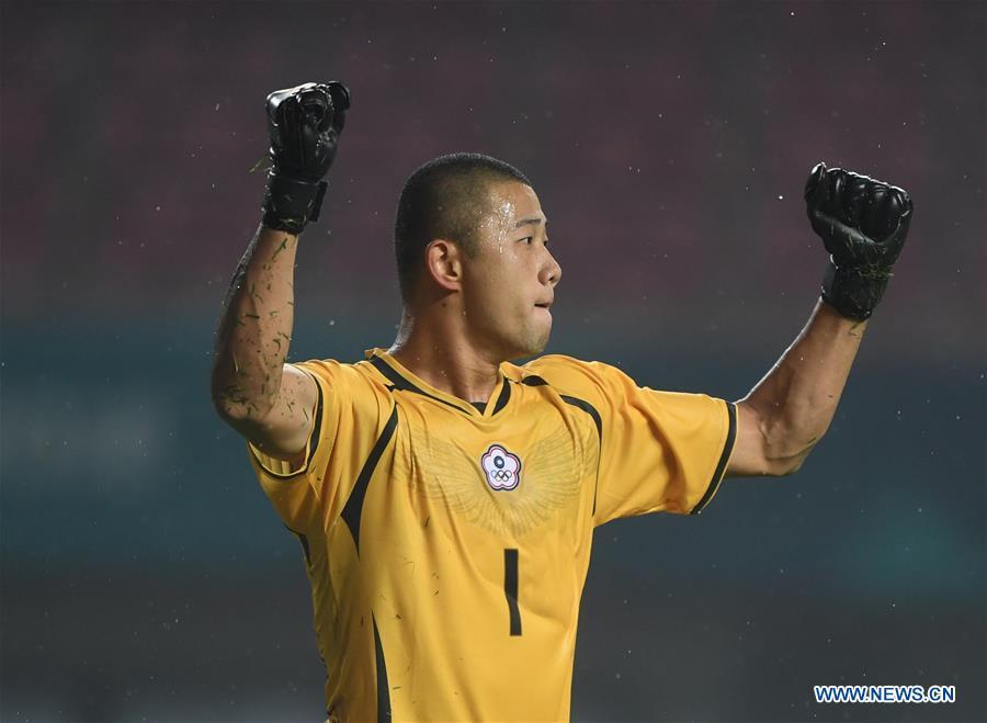 <?php echo strip_tags(addslashes(Pan Wenchieh, goalkeeper of Chinese Taipei reacts during the Men's Football Group A match between Chinese Taipei and Palestine at the 18th Asian Games at Patriot Stadium in Bekasi, Indonesia, Aug. 10, 2018. (Xinhua/Jia Yuchen))) ?>
