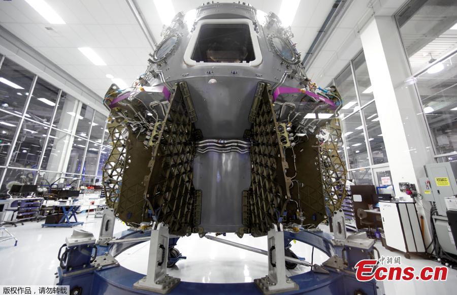 The SpaceX space craft Crew Dragon is shown being built inside a cleanroom at SpaceX headquarters in Hawthorne, California, U.S. August 13, 2018. (Photo/Agencies)