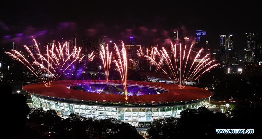 <?php echo strip_tags(addslashes(Fireworks explode over the Gelora Bung Karno (GBK) Main Stadium at the opening ceremony of the 18th Asian Games in Jakarta, Indonesia, Aug. 18, 2018.(Xinhua/Li Xiang))) ?>