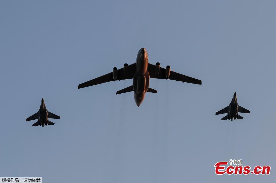 Ukrainian military planes fly during a rehearsal for the Independence Day military parade in central Kiev, Ukraine August 20, 2018. (Photo/Agencies)