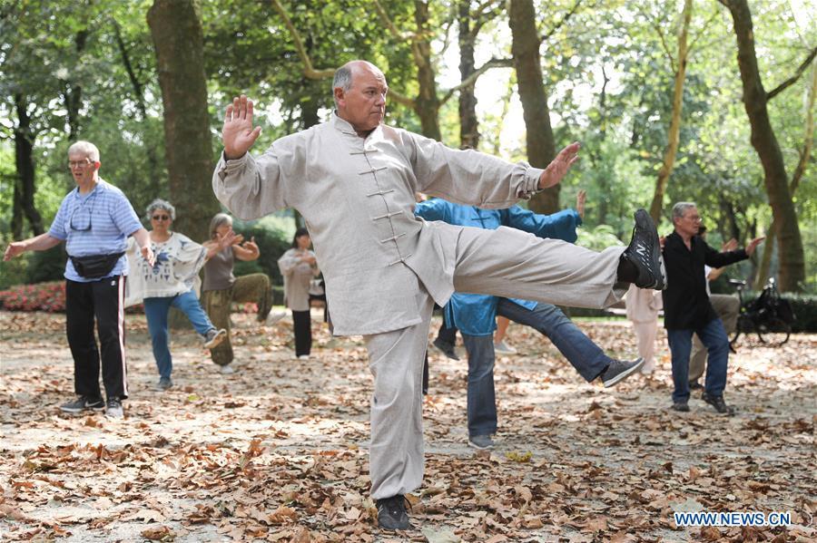 <?php echo strip_tags(addslashes(People learn Tai Chi at the Cinquantenaire park in Brussels, Belgium, Aug. 21, 2018. Every Tuesday and Friday afternoon, free Chinese Tai Chi class is held here and it attracts many local residents in Brussels. (Xinhua/Zheng Huansong))) ?>